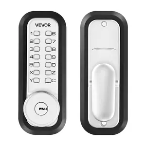 VEVOR Mechanical Keyless Entry Door Lock, 2.0 Code Upgrade, 4-7 Digits Code, Single-Sided Push Button Combination Mechanical Keypad Door Knob, Auto Locking, for Garden Gates, Indoor or Outdoor, Silve