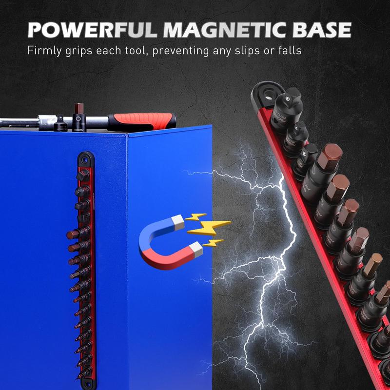 Allen-wrench Hex Bit Socket Set: 16-piece Set With Magnetic Rail Organizer 1/4  3/8 1/2-inch Drive 5/64-9/16 Key Adapter For Professional Garages WorkshopQuesear