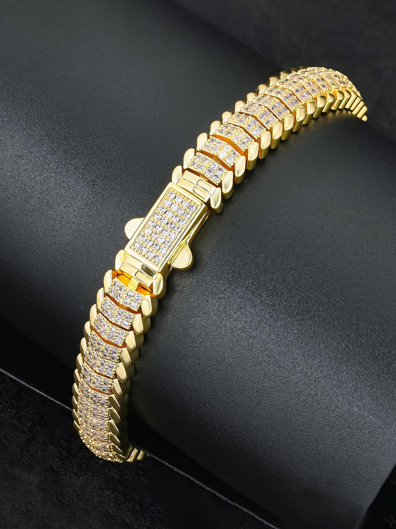 ICED CHICS 9mm Unisex's Cool Fashionable Snake Bone Polygonal Hip-hop High Quality Bracelet, Luxurious Sparkling Synthetic Gemstones Bracelet for All Occasions