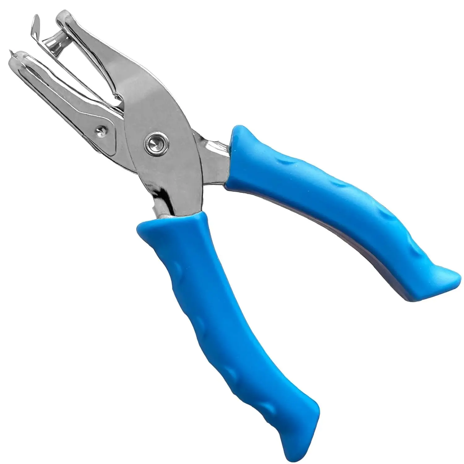 1/4” Single Handheld Paper Hole Puncher, One Hole Circle Punch with Blue Soft Grip Handle for Kids and Adults, Ideal for Paper Crafts in Home Office Classroom