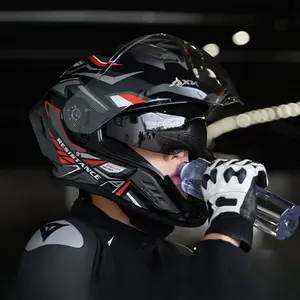 Motorcycle helmet for men - water drinking helmet suitable for all seasons. Electric vehicle riding helmet for women - winter warm protection. Full motorcycle helmet.
