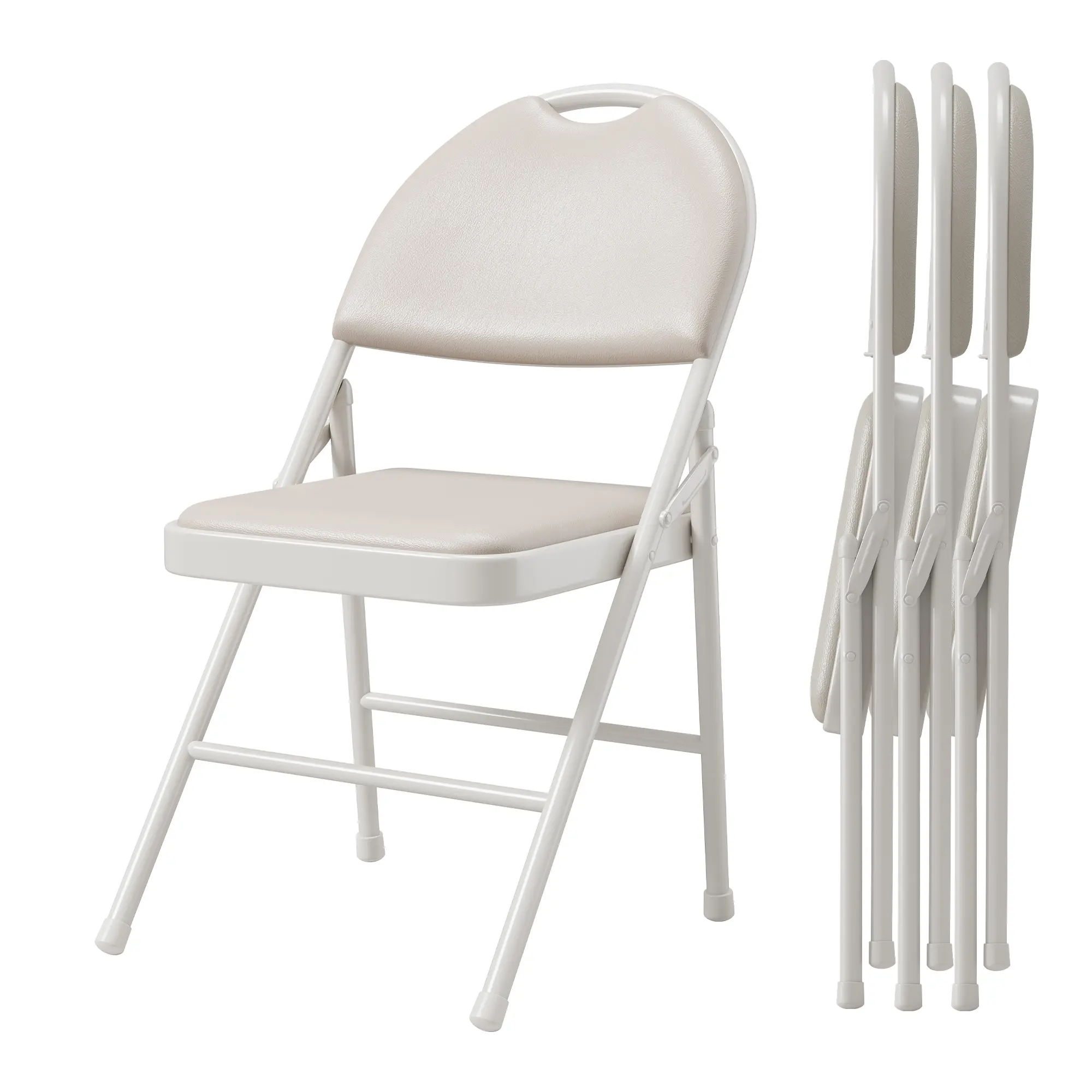 4-Pack Folding Dining Chairs – Padded PU Leather Seats with Thick Cushions, Heavy Duty Metal Frame, Non-Slip Feet, Portable Space-Saving Chairs for Dining Room, Office, Parties, Events & Home