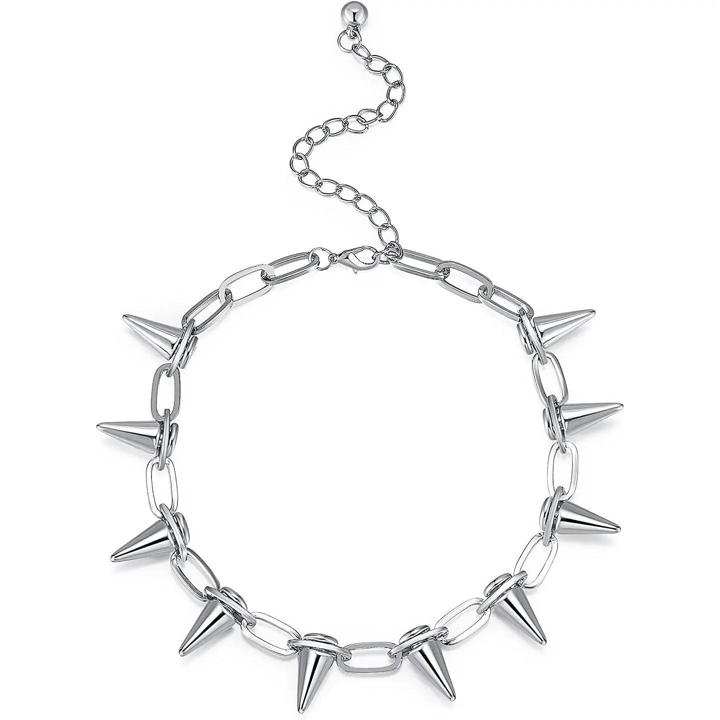 Spike Necklace Spike Choker Rivet Goth Necklaces Chokers with Spikes and Chain Streetwear  Punk Necklace for Women Men
