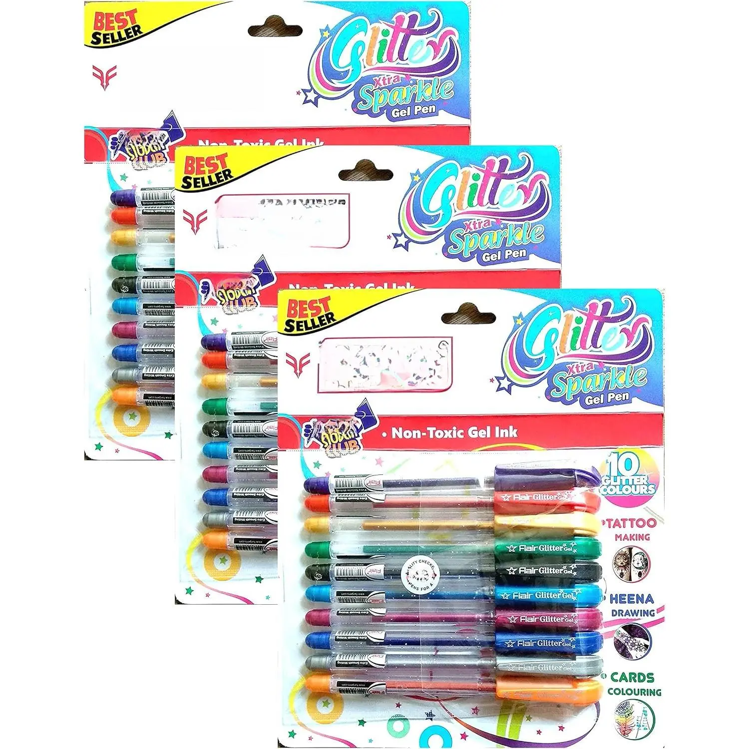 Sparkle Glitter Gel 10 Colours  Sparkle Gel Pen by  3 Pack