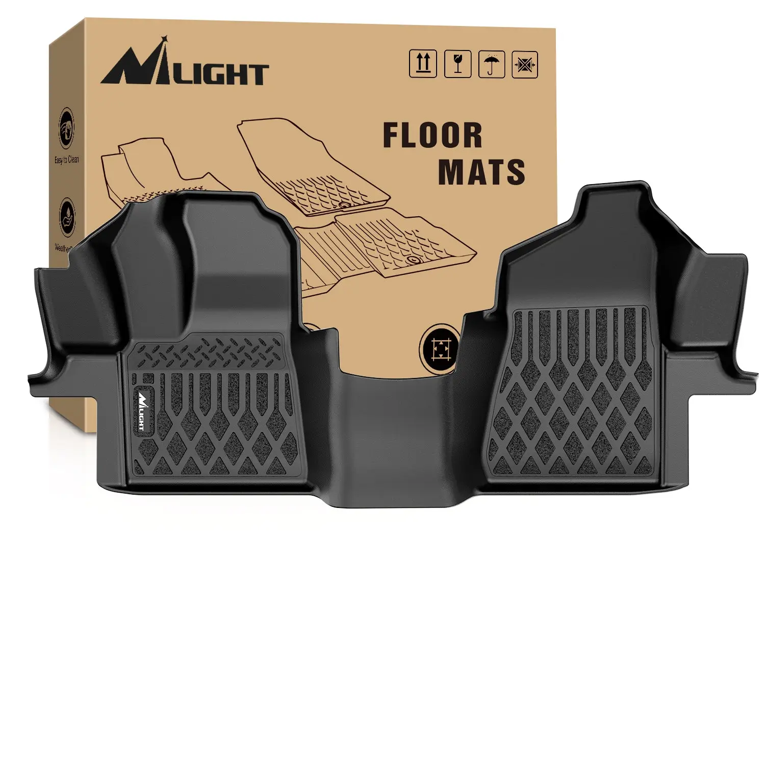 Nilight TPE Floor Mats & Mat, Custom Fit for 2015-2021 Ford Transit 150/250/350/350HD (Not for Connect) with Carpet Flooring, All-Weather Heavy-Duty Floor Liners, Mat Floor Mats