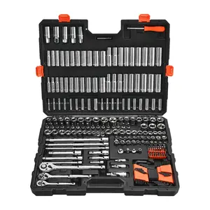VEVOR Socket Set, 225 Pieces, 3/8 1/4 1/2 inch Drive Socket and Ratchet Set, SAE and Metric, Deep and Shallow, Mechanic Tool Kit with Bits, Accessories, Storage Case, CR-V Alloy Steel, for Repair