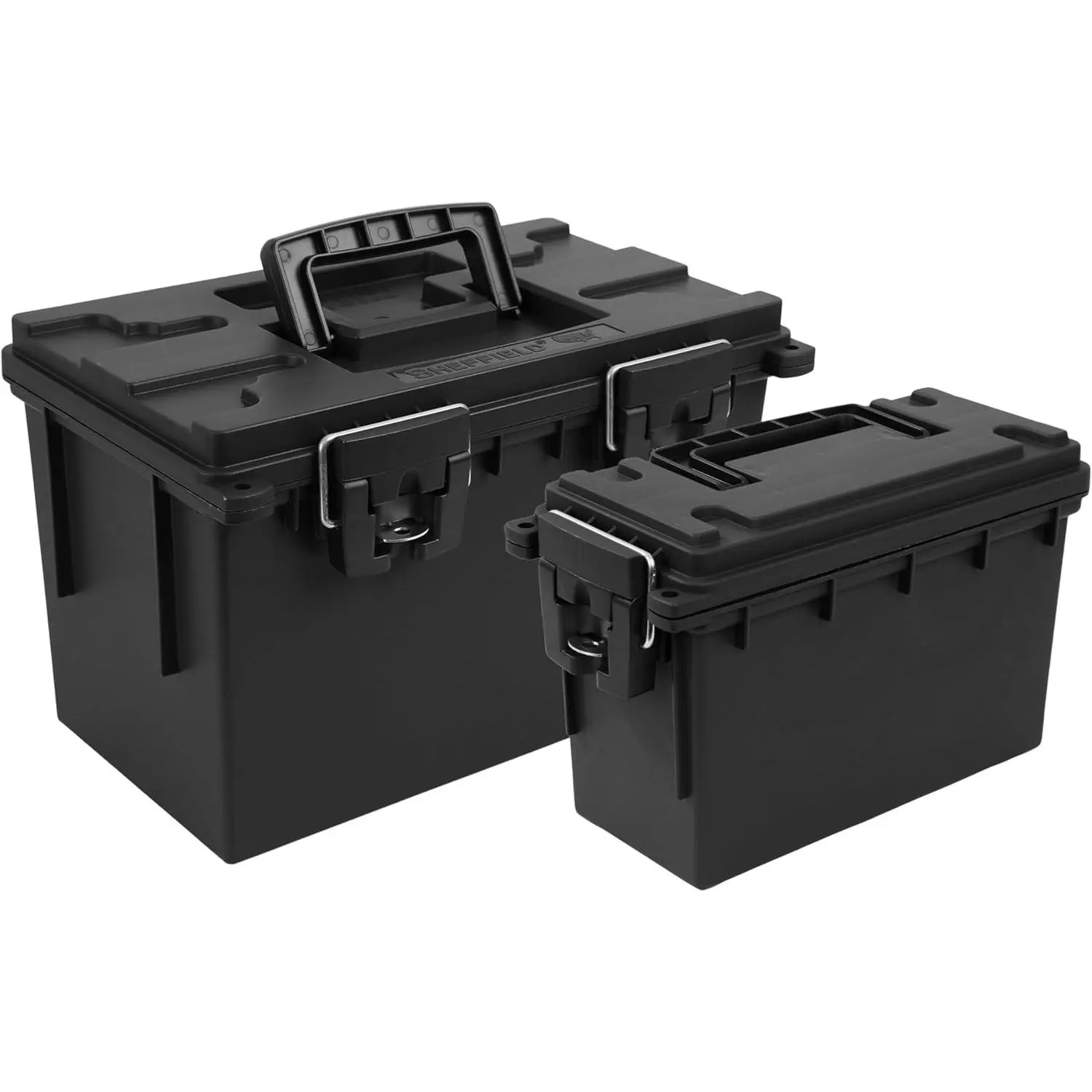 Ammo Box Made in USA, Stackable Lockable Ammo Storage Box, Black | XL & Standard Lockable Storage Box, Water & Dust Resistant Dry Box, Secures Hunting Gear, Gun Accessories, Supplies, Bullets