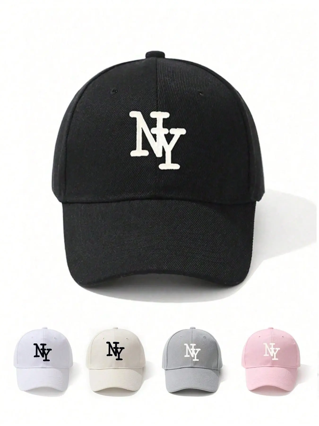 Ny Letter Baseball Cap for Men and Women, Casual Loose-Fitting Sun Hat, Soft Top Bent Brim, All Seasons Outdoor Accessory