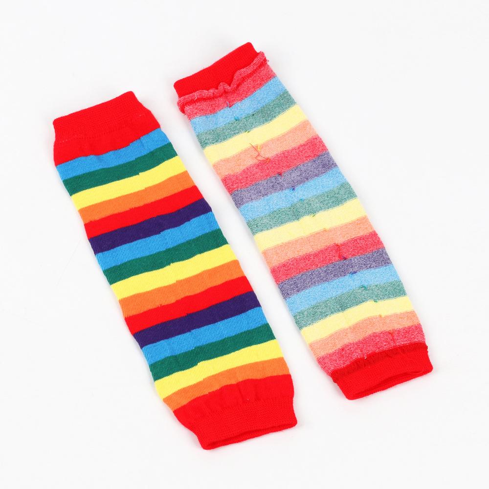 Rainbow Knitted Gloves Colorful Striped Long Sleeves Soft Stretchy Warm Handwear LGBTQ+ Pride Month Essential Vibrant Striped Knit Mitts for European & American Pride Parade Music Festival Holiday Party Cosplay Daily Casual Wear Lightweight Durable Fashio