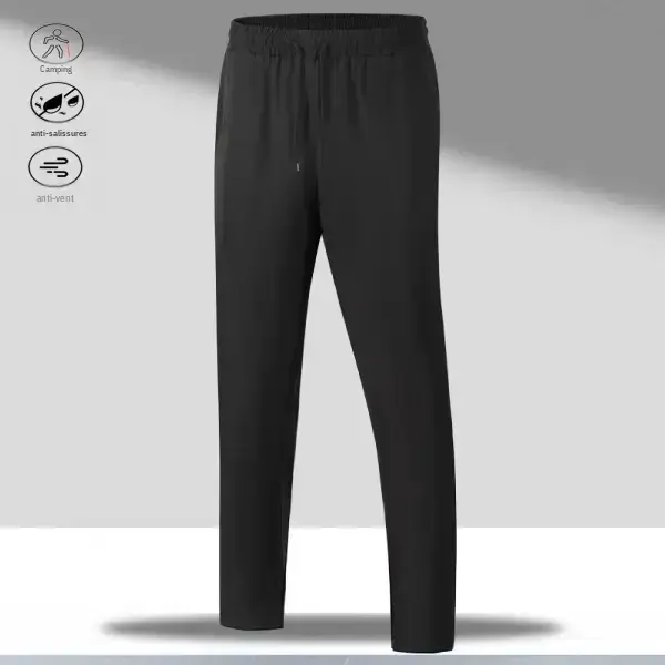Men's Casual Ice Silk Trousers - Menswear Bottoms with Plain Drawstring, Cool Smooth Fabric, Comfortable Loose Fit, Casual Streetwear Trousers, All Purpose Pants, Cool Fabric