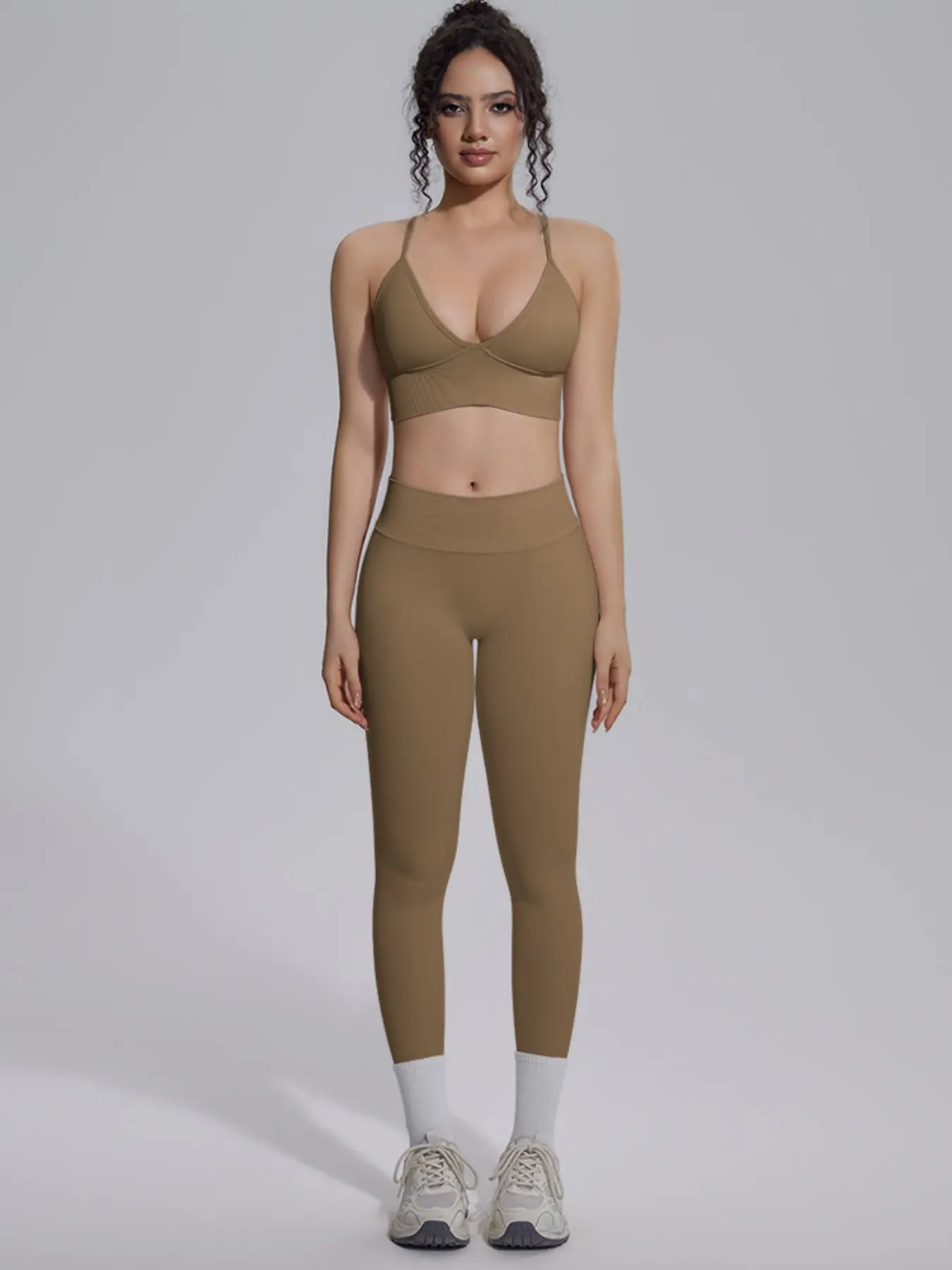 Women's Sportswear Set, Sexy Strapless Sports Bra and Butt Lifting Tight Pants 2-Piece Set, High Elastic Breathable Pilates Fitness Training Wear