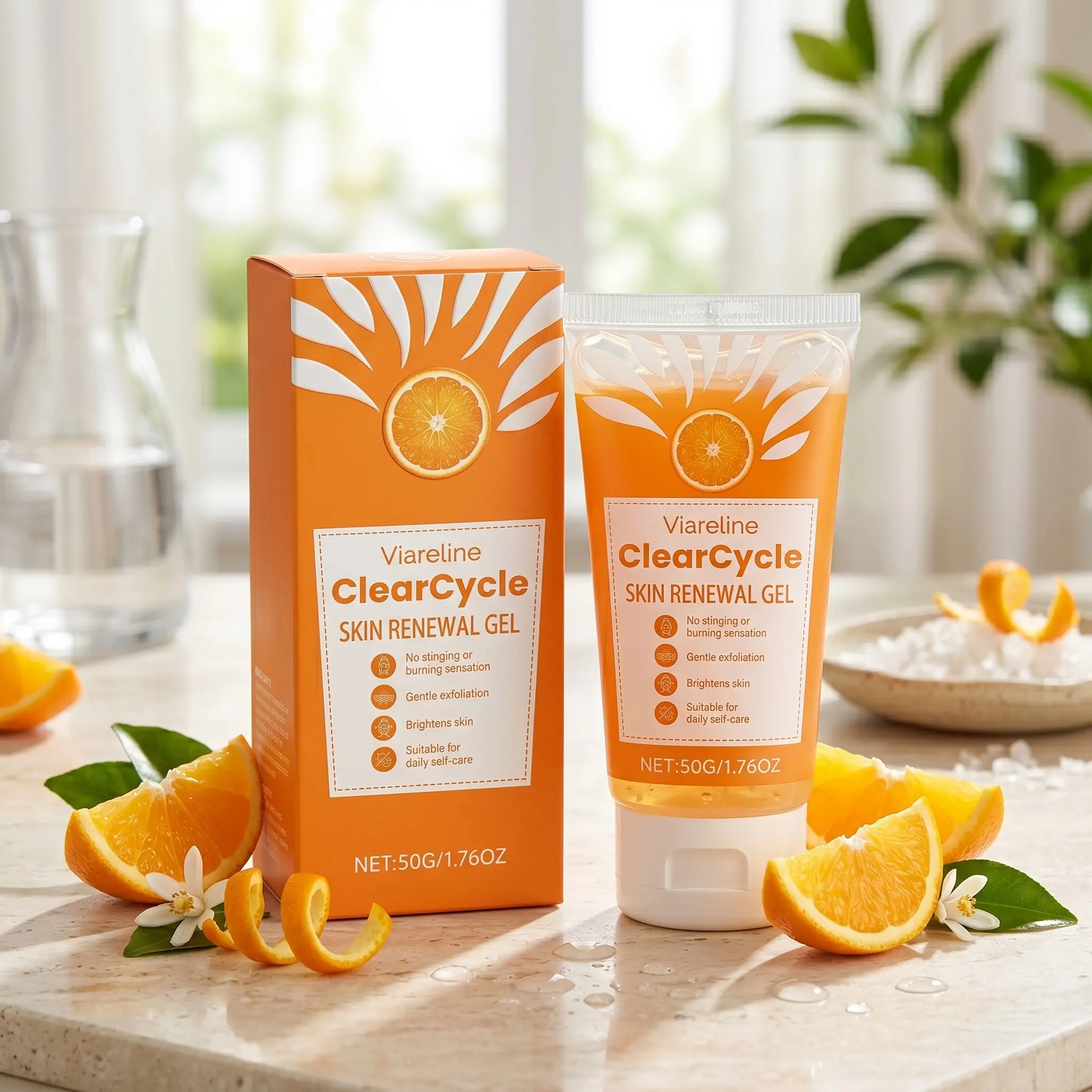 Orange Extract Facial Cleanser, Mild Moisturizing Facial Cleanser Gel, Deep Cleansing Facial Skin Care Product for Women & Men