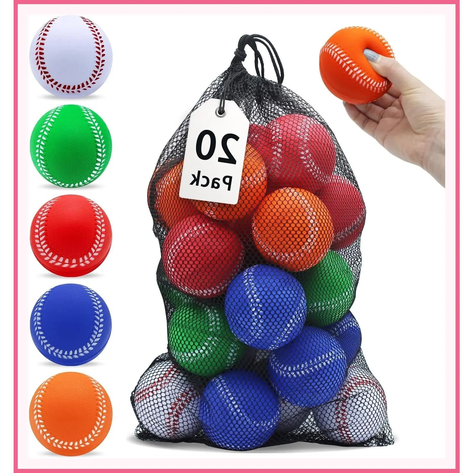 Foam Baseballs 6/20/40/60 Pack Practice Training Baseballs with Mesh Bag for Easy Transport - Unmarked Baseballs for Hitting, Soft Toss, Batting, Fielding, PitchingGift