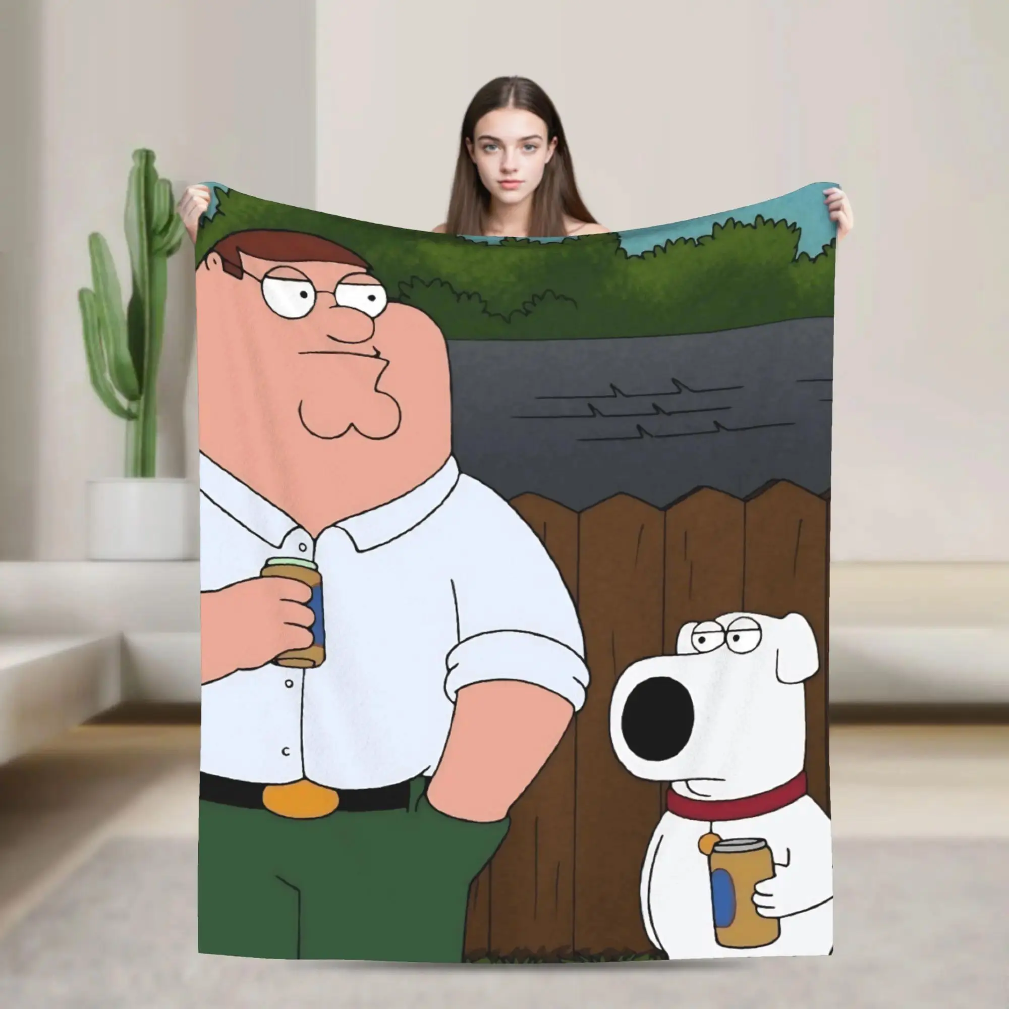 Peter Griffin Cartoon Flannel Throw Blanket Funny Soft Cozy Home Gift