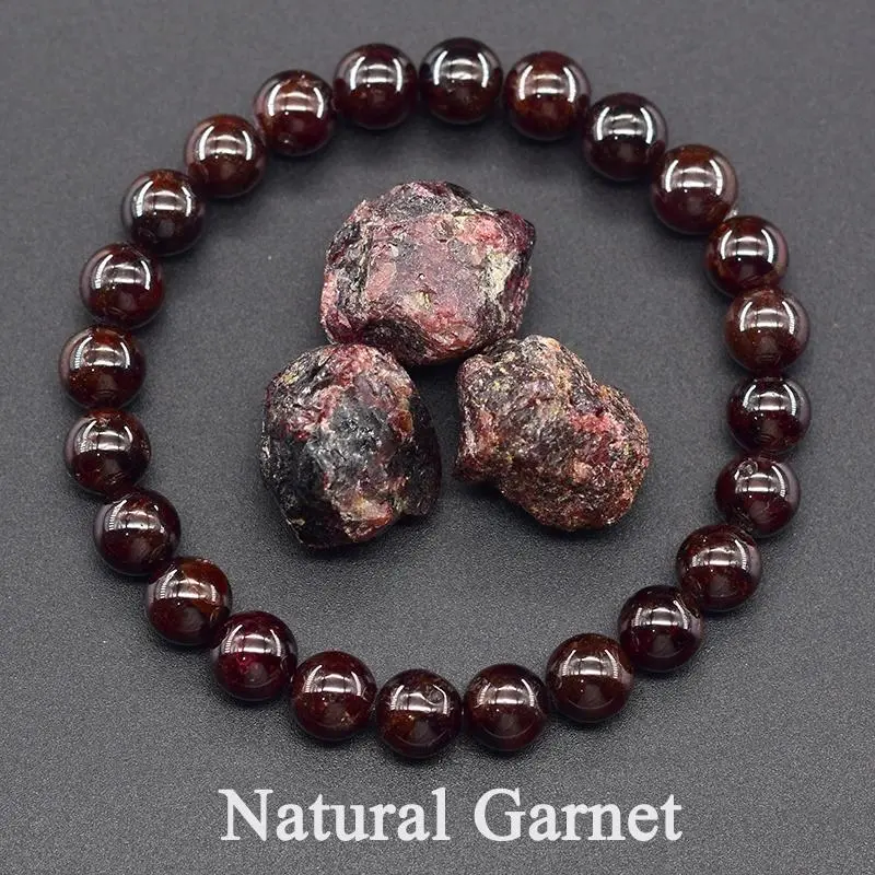 5A Natural Garnet Stone Femme Wine Red Bead Bracelet  Bangle Men Bracelet Lucky Energy Healing  Valentine's Day Gift everyday accessory special occasion fashion  trendy all-match vintage  high-end