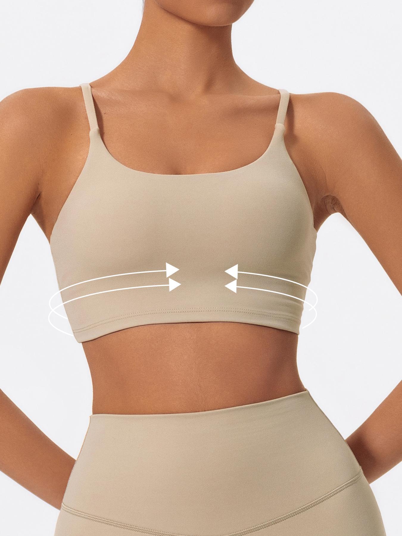 Women's Solid Color Yoga Sports Bra, High Stretch Breathable Comfortable Backless Buckleless Sports Bra, Ladies Sportswear for Indoor Outdoor Wear, Sporty Breathable Bras