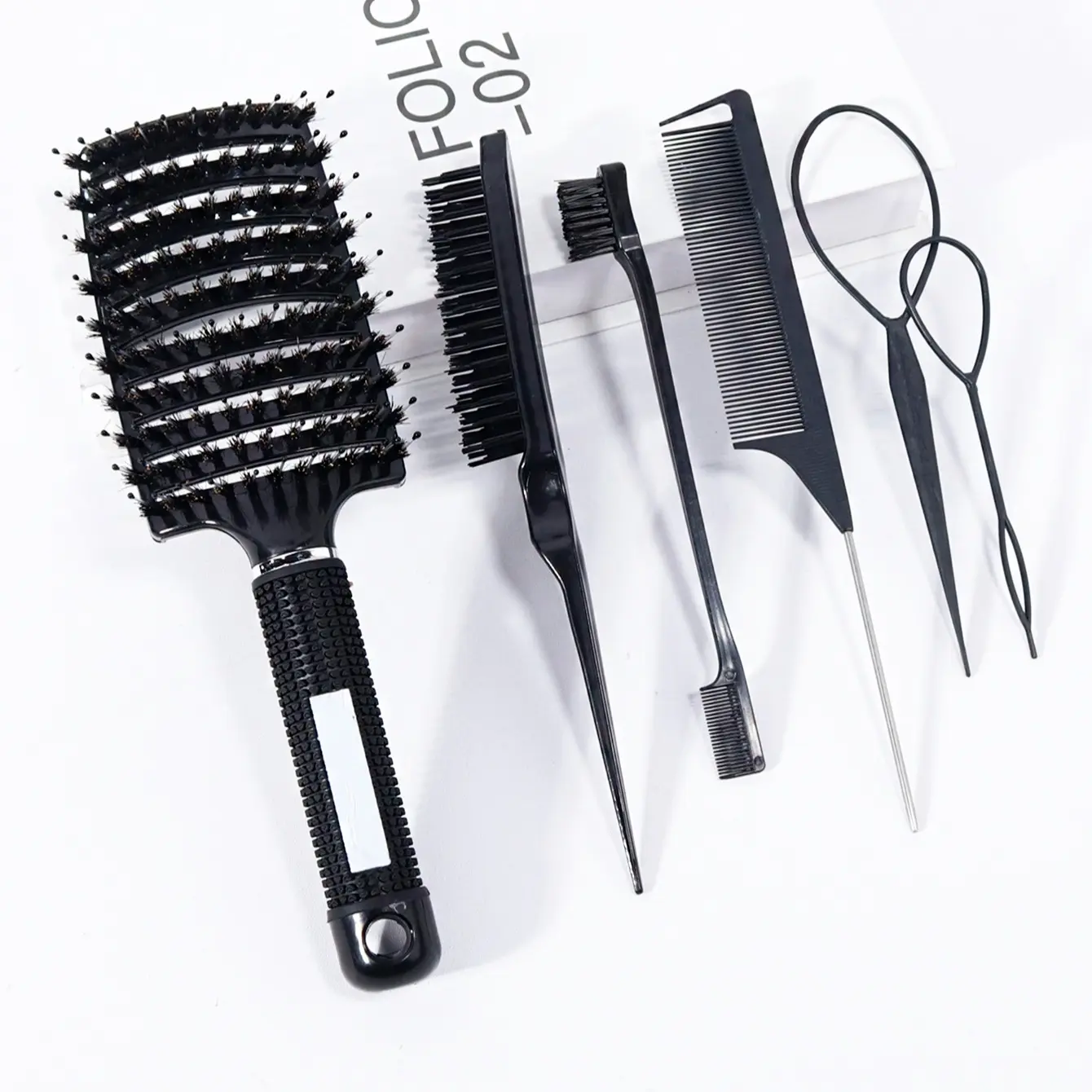 6pcs Hair Styling Comb Set, 3pcs Hair Brushes, 1pc Steel Needle Tail Comb, 2pcs Braiding Tools, Home & Salon Use, Combs For Hair Stylist, Complete Hair Styling Kit, French Comb Curly Hair