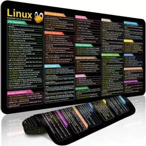 1pc Durable and long mouse pad with HD graphics of common Linux system shortcut keys Computer desk pad Office programming keyboard pad Office shortcut keys, precision stitched edges Anti-slip on the back Color coding for easy identification XL XXL