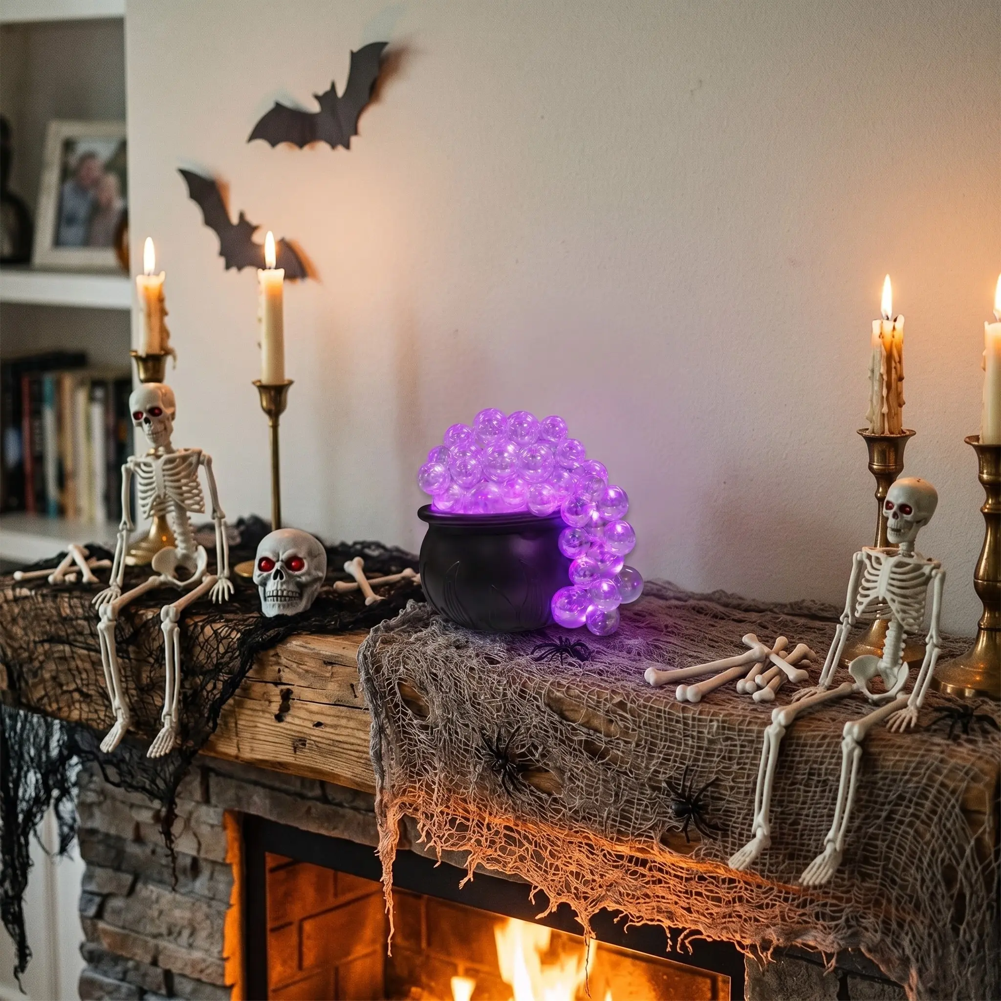 DIY Bubbling Cauldron Halloween Centerpiece, Plastic Witchy Bowl Decor, Spooky Accent for Table & Shelf, Adult Halloween Decoration