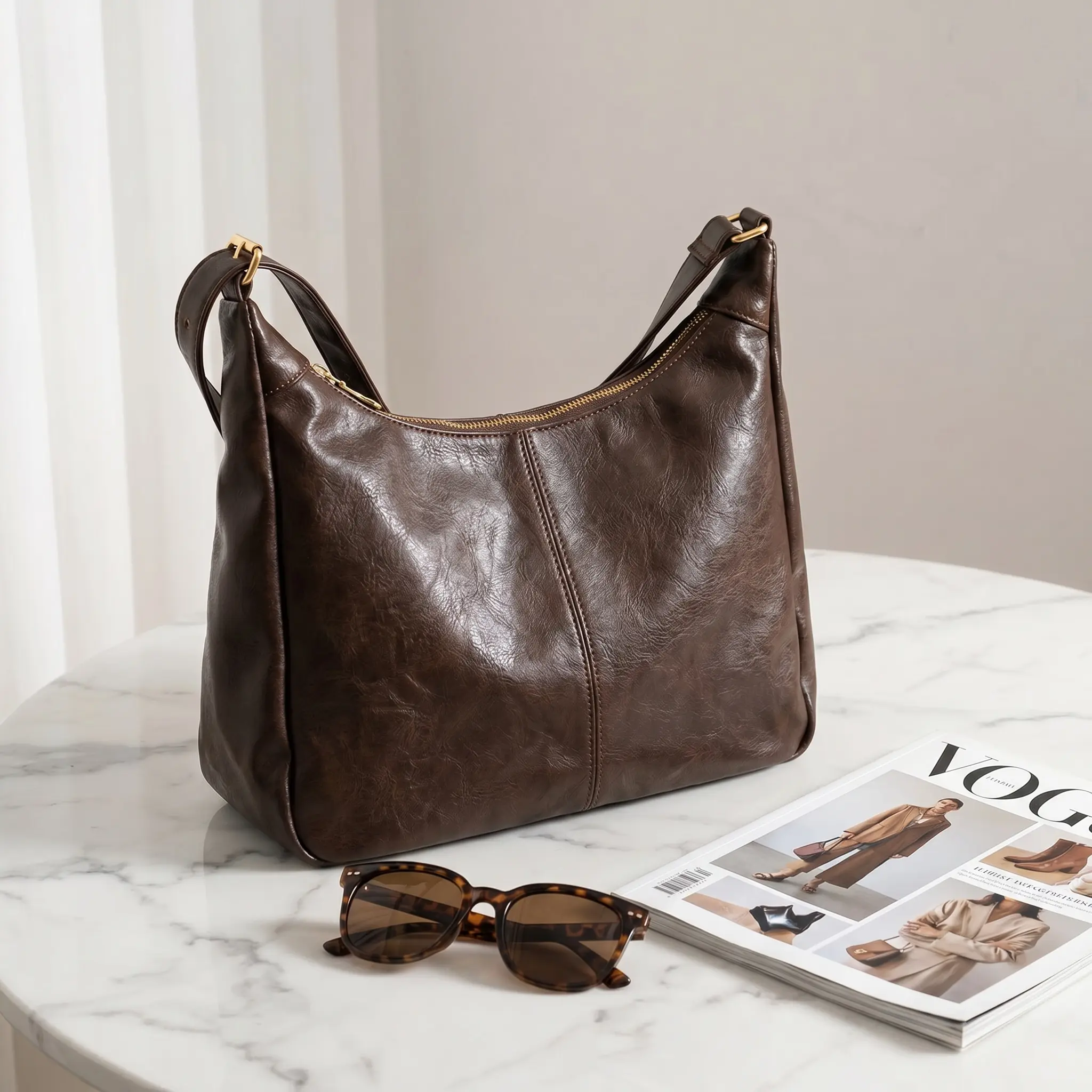 Cozy Crossbody Bag For Women 2026 Trendy Korean Style Tote Versatile Large Capacity Shoulder Bag PU Medium Zipper Stitching Street Trend Daily Outfit, Daily Use Bags, Medium Size