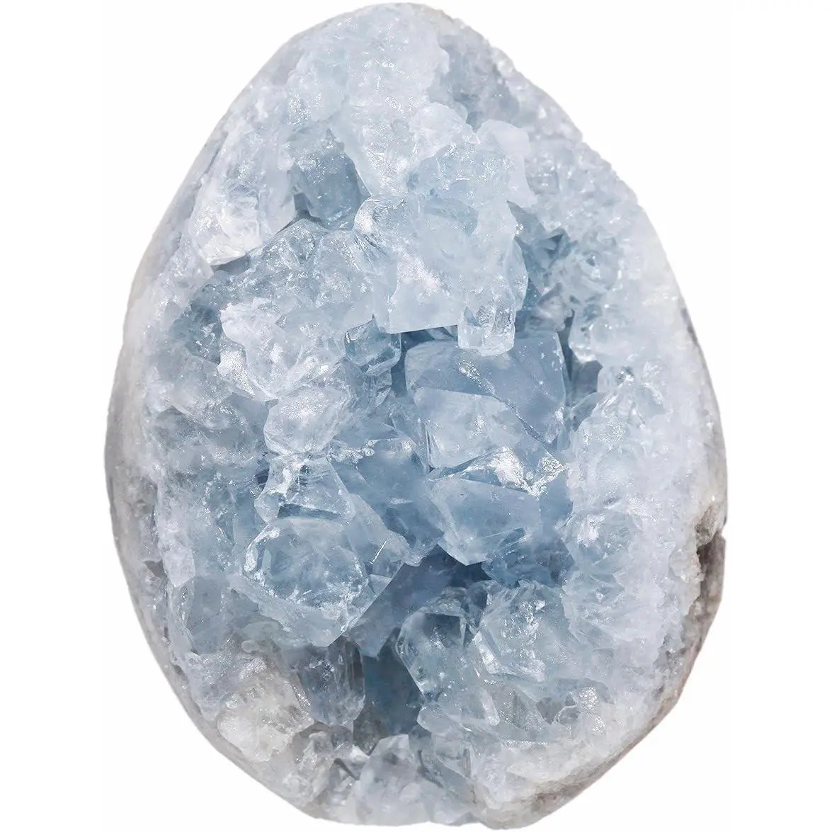 Natural Raw Blue Celestite Mineral Healing Crystal Cluster Geode Irregular Home Decoration Gemstone Specimen, Approx 160-220 Gram, 1.7-2.7", Druzy Gemstone Specimen for Meditation, Healing Crystal Collection