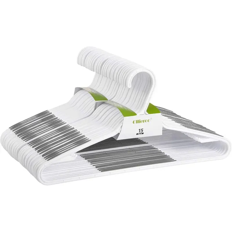 30 Pack Plastic Clothes Hangers, Non Slip Closet Hangers with Rubber Grip, Space Saving Clothing Hangers for Shirts Pants Dresses Suits