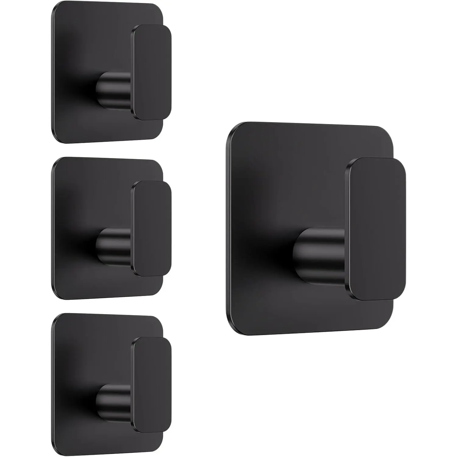Black for Duty, for Shower,,, Robe,, Coat, Waterproof & Rustproof Hook for No Damage, Sticky Wall - 4 Pack