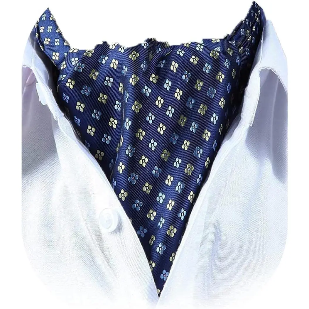 Ascot Tie Mens Cravat Ties Floral Paisley Polka Dot Jacquard Self Ascots Cravat Scarf Wedding Party(Gift)