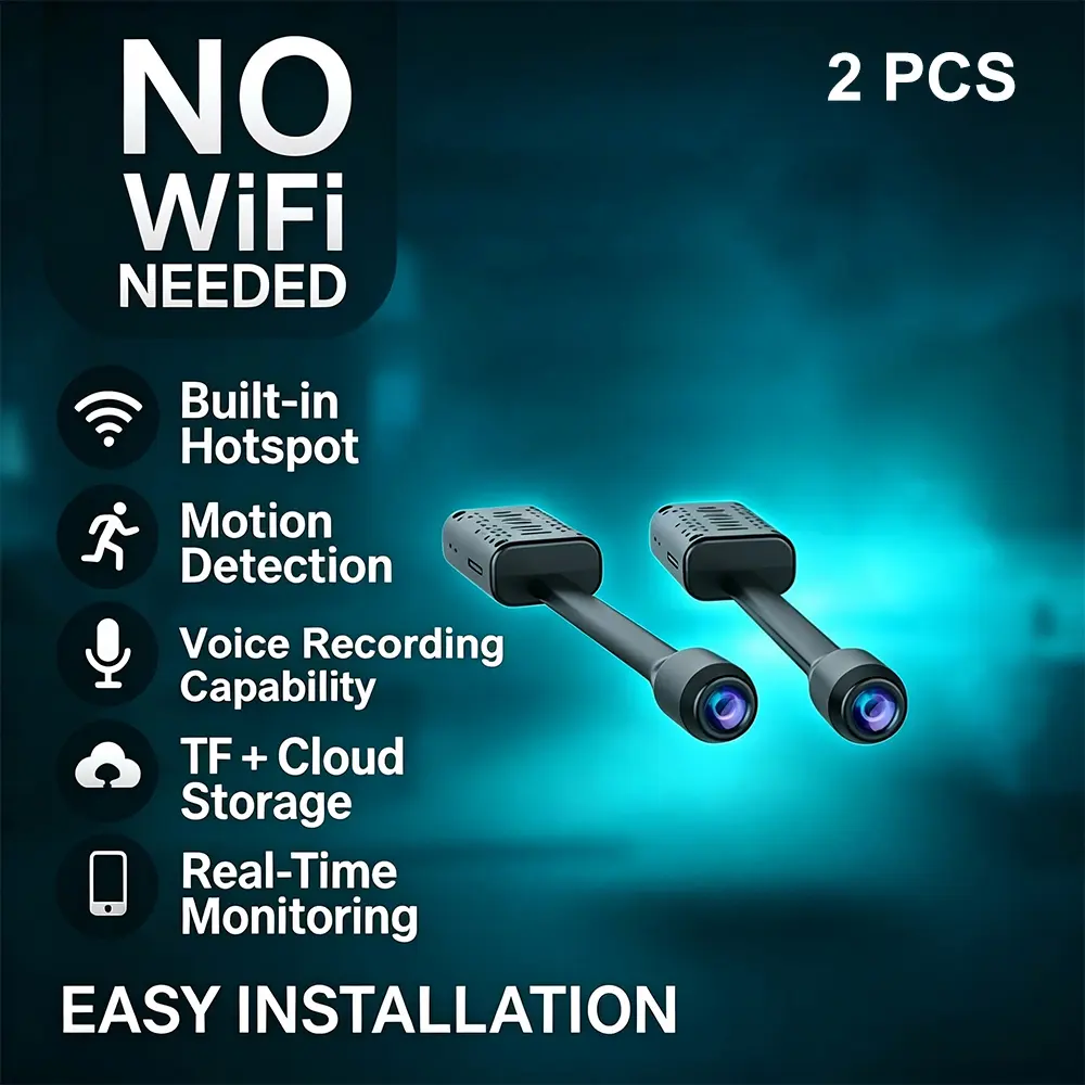YINGWEICAM 2PCS 1296P Indoor Wi-Fi Security Cameras - No Charging, 128G Max MicroSD Card Support, AP Hotspot Direct Connection, Intelligent Motion Detection, Cloud Storage, Adjustable Lens, Ad-Free App, Night Vision