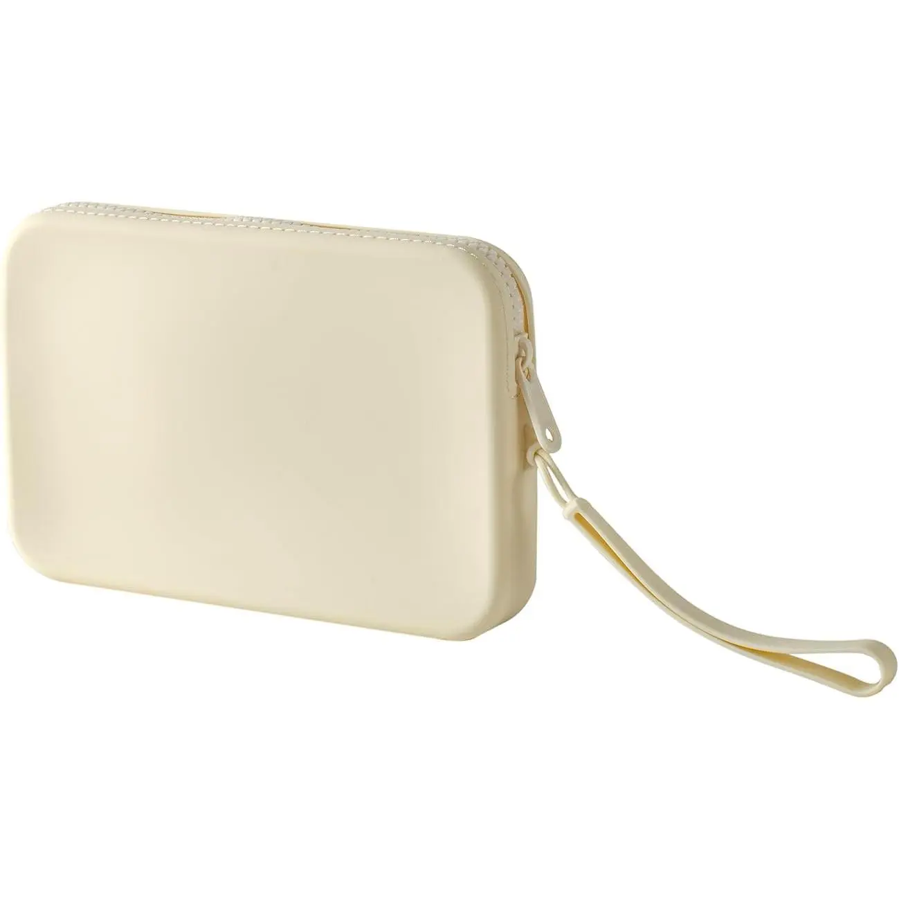 Large Silicone Multifunctional Essential Bag Portable Travel Makeup Bag for Women Men Cards Cash Bag Zipper Pouch (White)