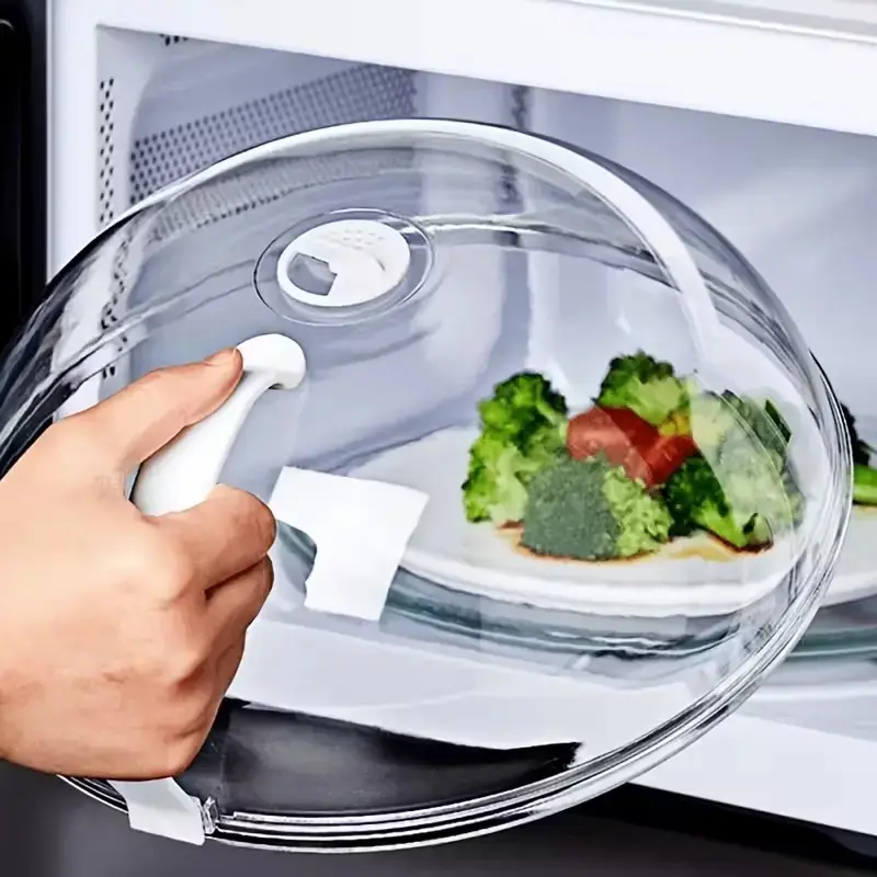 Microwave Splatter Guard, Transparent Food Cover, Reusable Oil-Proof Heat-Resistant Lid, No Battery Needed, Practical Kitchen Cooking Accessory and Gadget, Kitchen Accessories, Clear, Cooking Gadgets, Home and Kitchen