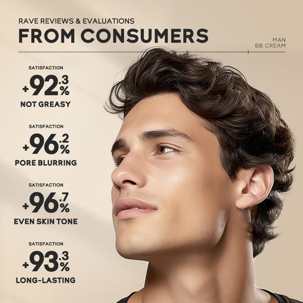 BB Cream for men Face Makeup concealer Foundation Sunscreen Repair Liquid Foundation for Oil Control Brighten skin tone 30g