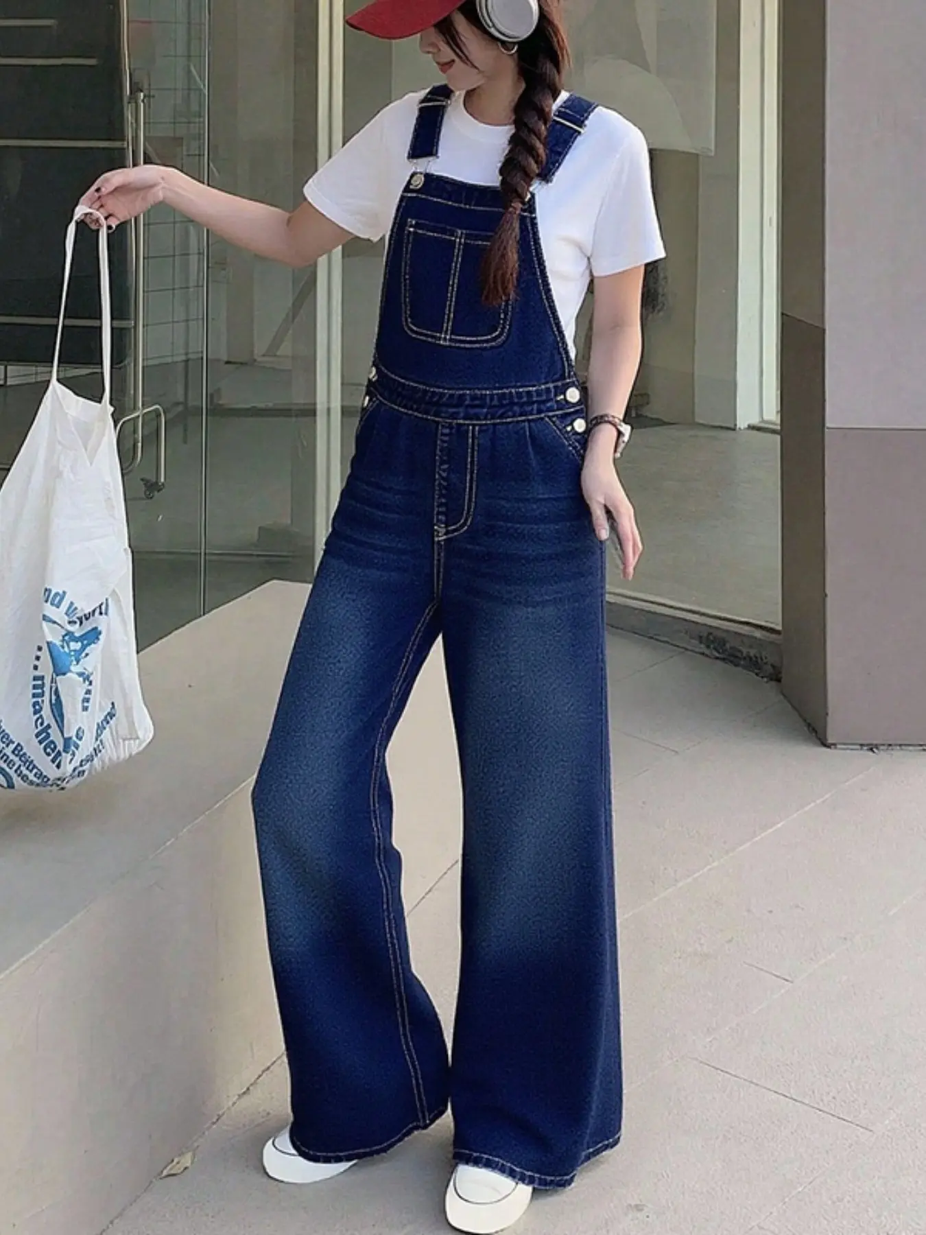 Girl's Denim Overall Pants, Adjustable Straps, Pocketed Jumpsuit, Sleeveless, Vintage Casual, Basic, Elegant Comfort, Street Style, Spring Summer All Seasons
