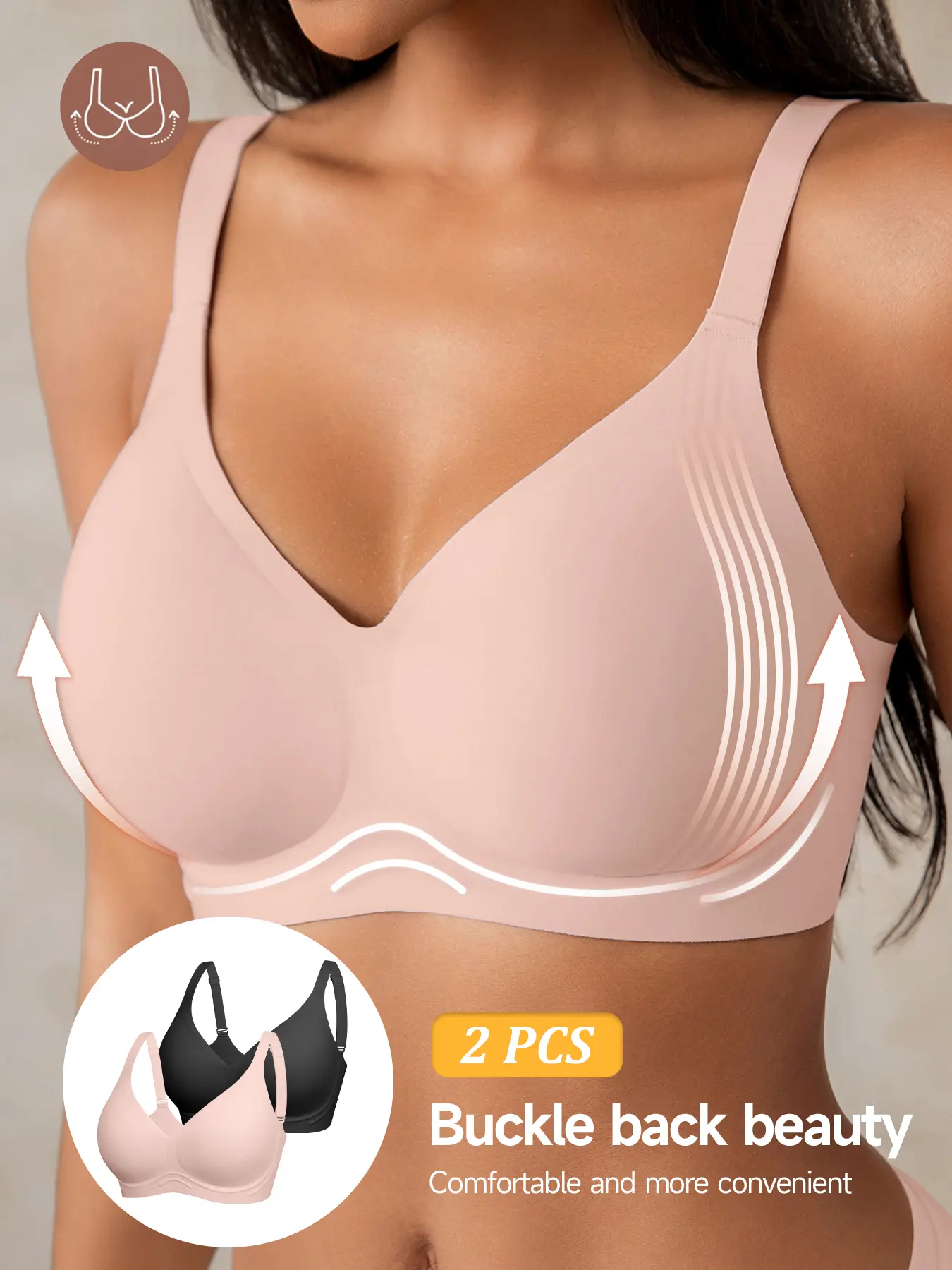 Jelly Wireless Women Comfortable Fit Medium Push Up Buckle Bras Wireless Seamless Full Coverage Bra Buttery Soft Basic Everyday Tshirt Bra Perfect for Casual Use Underwear Non Wired Bra