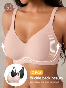 Jelly Wireless Women Comfortable Fit Medium Push Up Buckle Bras Wireless Seamless Full Coverage Bra Buttery Soft Basic Everyday Tshirt Bra Perfect for Casual Use Underwear