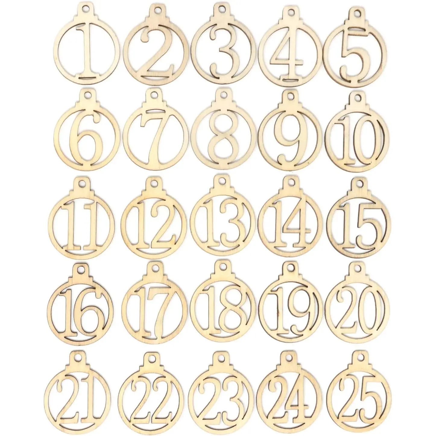 50 count 1-25 Wooden Numbers Ornaments, Unfinished Number  Pieces  Slices  Chips, Wooden  Tags, for Birthday, Wedding, Halloween, Christmas, Thanksgiving, ,  Year