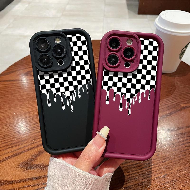 Checkered Pattern Phone Case, Soft Silicone, Fully Protected and Shockproof For iPhone 17 16 15 14 13 12 11 Pro Max Plus Air XSMAX Mini 16E 17E Protection