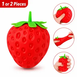 1/2PCS Squishy Squeeze Strawberry Slow Rising Stress Ball, Realistic Fruit Squeeze Toy, Adults Sensory Fidget Strawberry Squishy for Anxiety Relief, Focus Improvement, Desktop Decoration, Soft Stress Balls