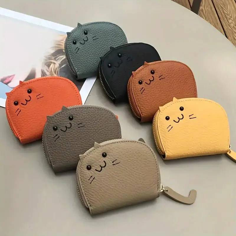 Cute Cat Wallet for Women, Kawaii Faux Leather Card Holder with Coin Pocket, Multi-Card Slot Mini Purse, Cartoon Cat Coin Wallet, Compact ID Card Organizer for Daily Use, Travel, Shopping, School, Gifts for Girls, Teens and Cat Lovers
