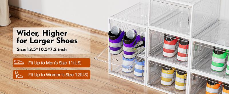 7CODE Thicken & Sturdy Thicken Shoe Organizer Stackable,Shoe Containers For Sport Sneaker Display,Upgraded Sturdy Shoe Storage Box,Plastic Shoe Box,White…