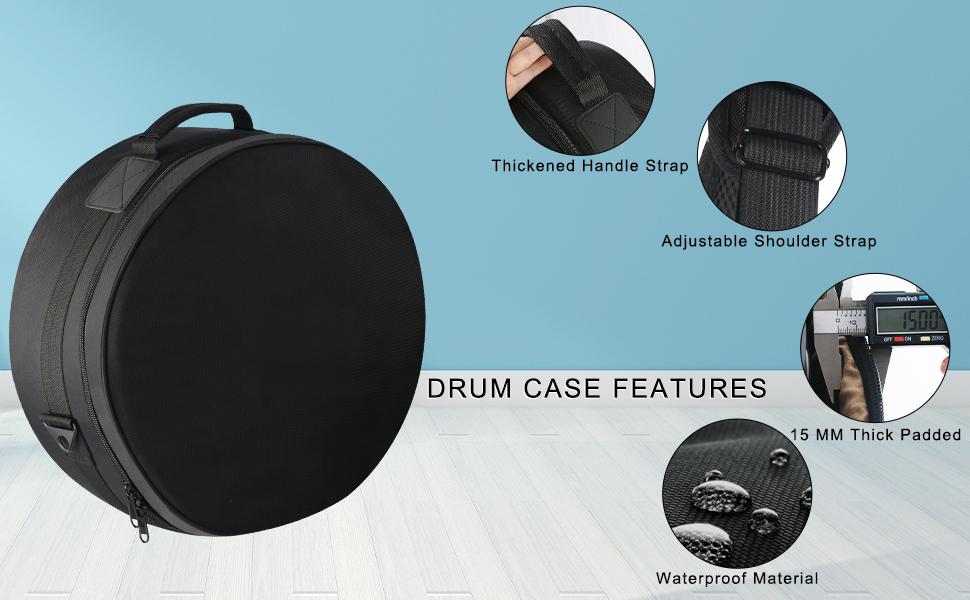 14" x6.5" Snare Drum Bag, Snare Drum Cases 15 mm Thick Padding for Your Drum Protection (14 * 6.5" Snare)