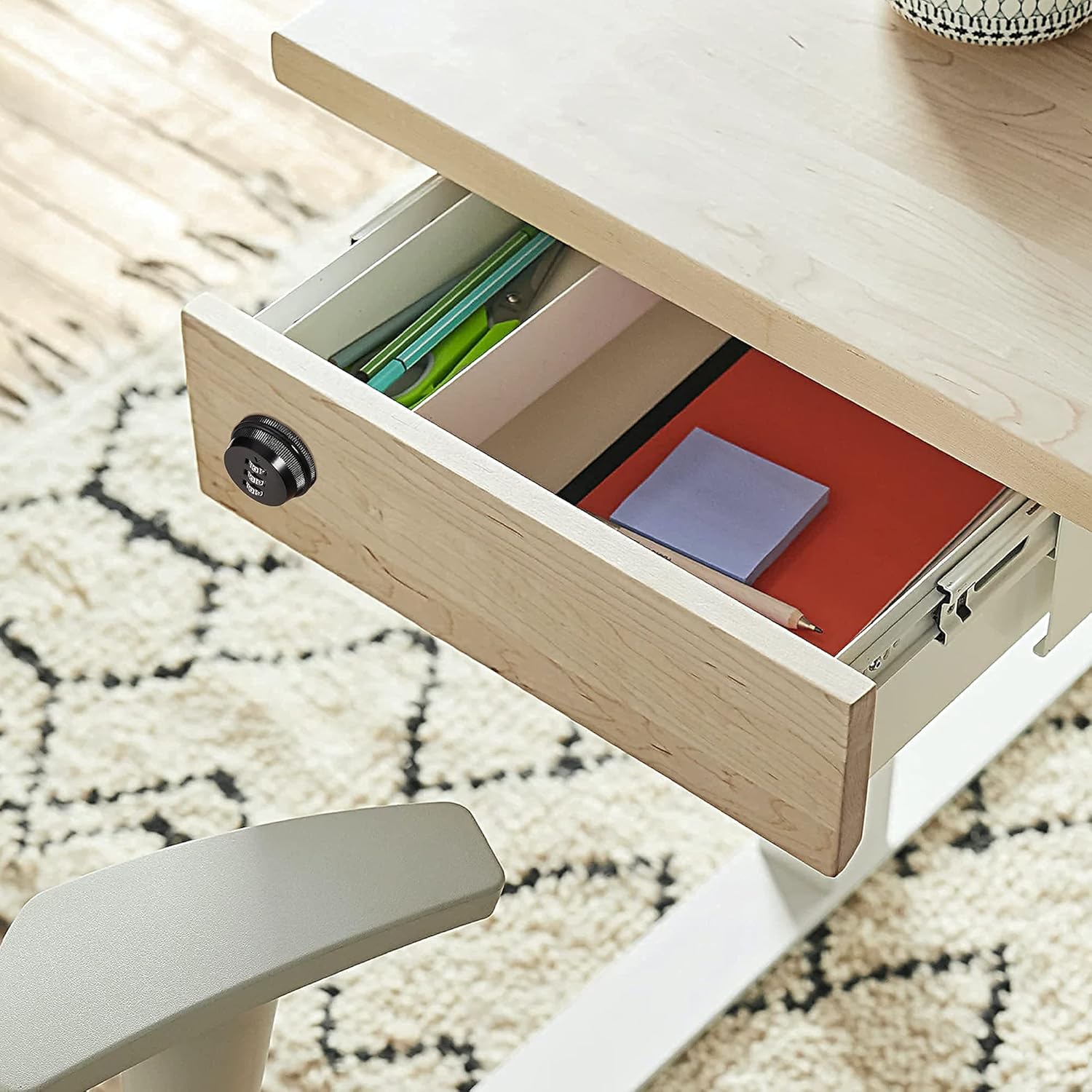 3 Pack Combination Cabinet Cam Lock Password Coded Lock with 1-1/8''Cylinder and Chrome Finish,  Combi-Cam Locks for Cabinet Filing Drawer Mailbox (Black)