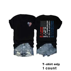 Patriotic Us Flag Heart Graphic T-Shirt for Women, Casual Short Sleeve Top, Soft Comfortable Fabric, Elegant Design for Vacations
