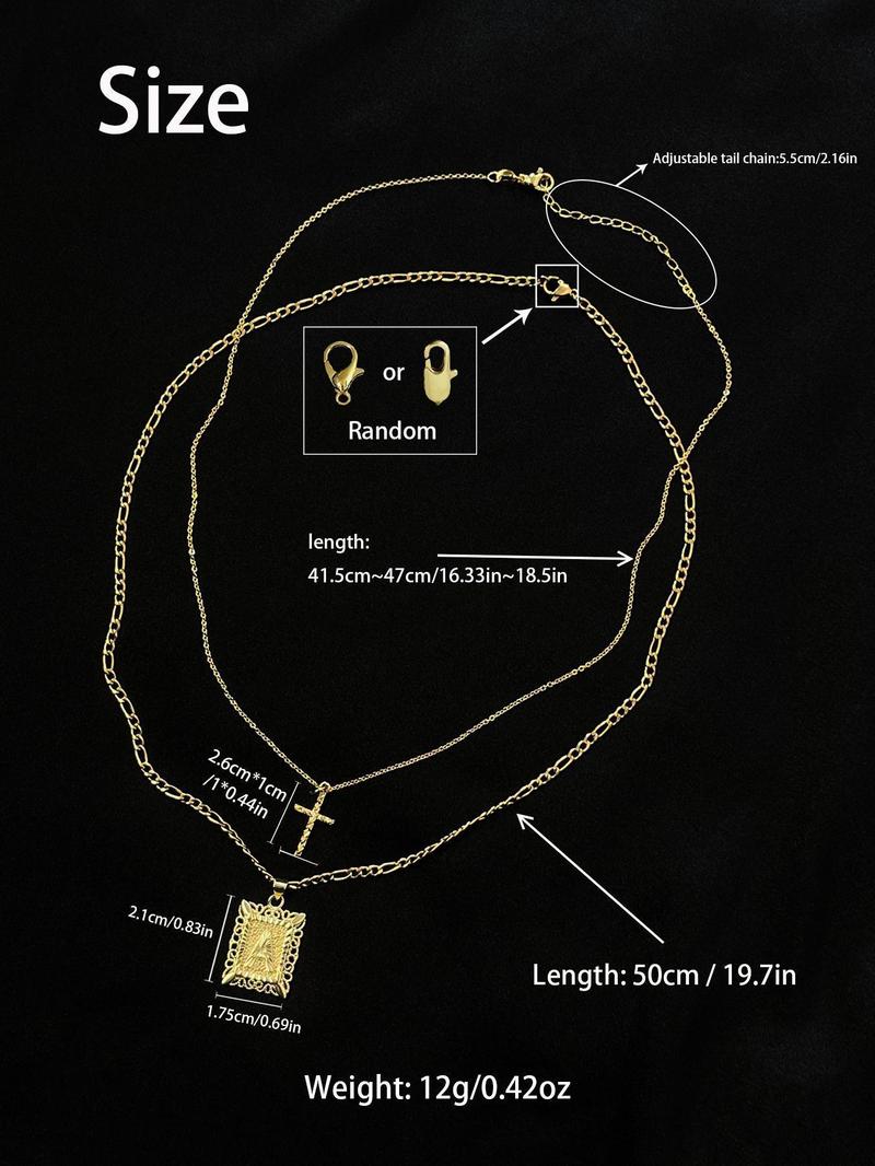 Letter & Cross Pendant Necklace, Punk Style Jewelry for Party, Daily Decor, Trendy All-match & Exquisite Chains Jewelry for Birthday Gift Fall