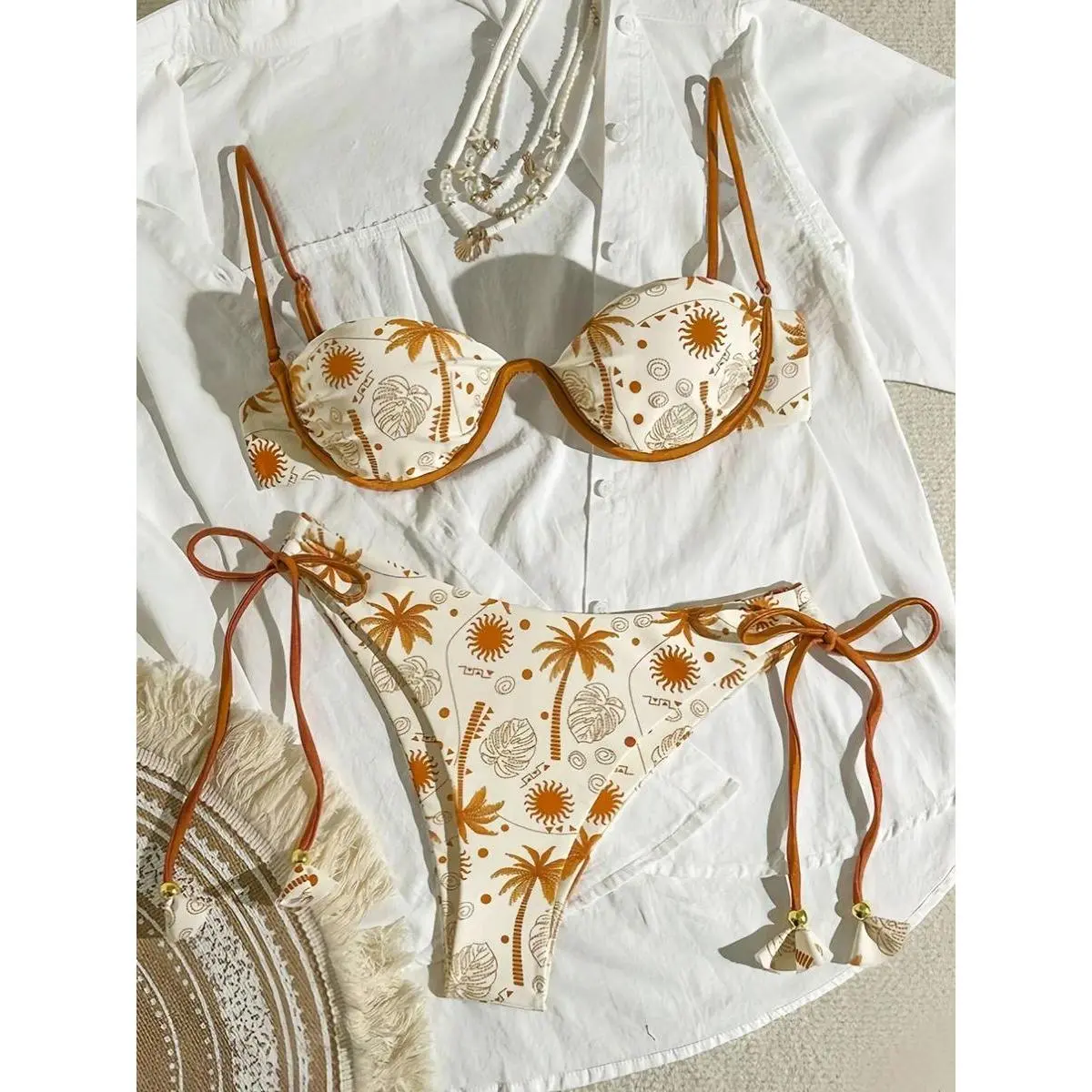Women's Push-Up Brazilian Micro Bikini Set - Novelty Print, Water-Resistant, Breathable Synthetics Sports Swimwear for Beach Use, Swimming Suits, Anti-Odour