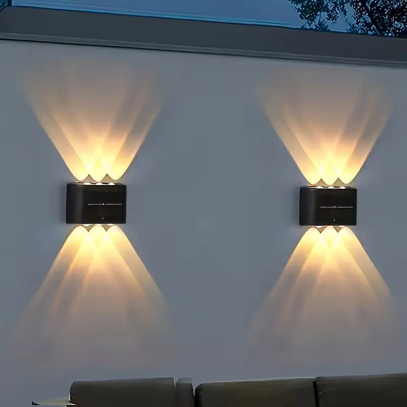 2 Pack Solar LED Outdoor Wall Lights, Solar Spotlight Wall Mount Lamp, Solar Garden Lamps with Dusk to Dawn Auto On/Off, Decorative Solar Lights Outdoor, Landscape Decor Light for Balcony, Garden, Walkway, Spring Summer Outdoor Wall & Holiday Decoration
