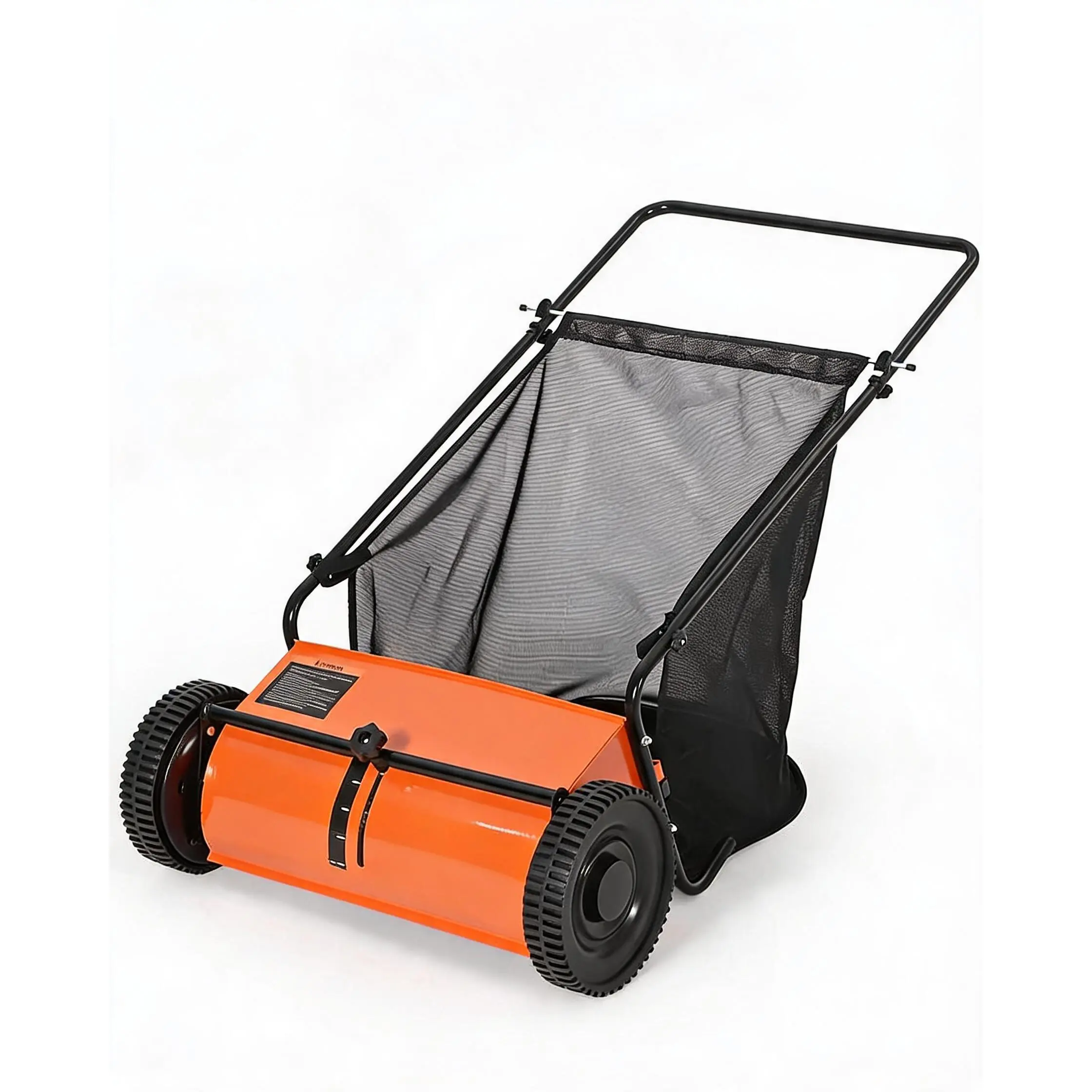 Heavy-Duty 26 in Push Lawn Sweeper, 7 cu ft Garden Cart Leaf & Grass Debris Collector - 3 V-Shaped Spinning Brushes - Adjustable Height, 5:1 Gear Ratio for Lawn/Driveway/Patio