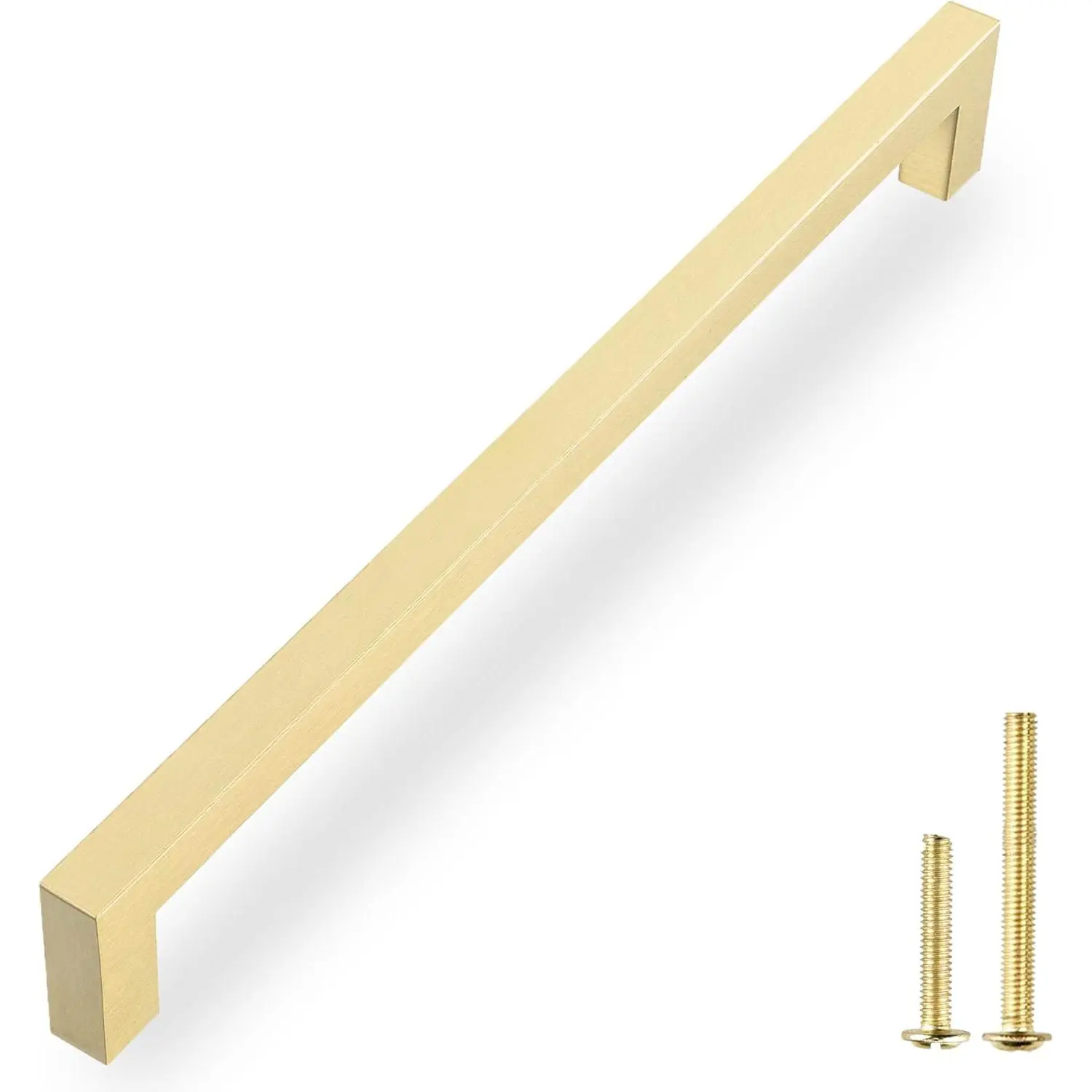 2 Pack Solid Brass Cabinet Pulls, 12-3/5 Inch Hole Center, Brushed Matte  Square Drawer Handles, Modern Brass Hardware for Kitchen Dresser Bathroom Cupboard Furniture