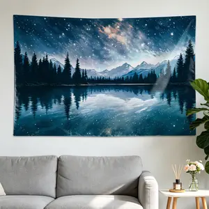 Premium Purple Galaxy Moon Cityscape High Quality Wall Art Tapestry  Modern Home Decor Experience  HD Print Lightweight Durable For Living Room Bedroom Dorm Background Wall