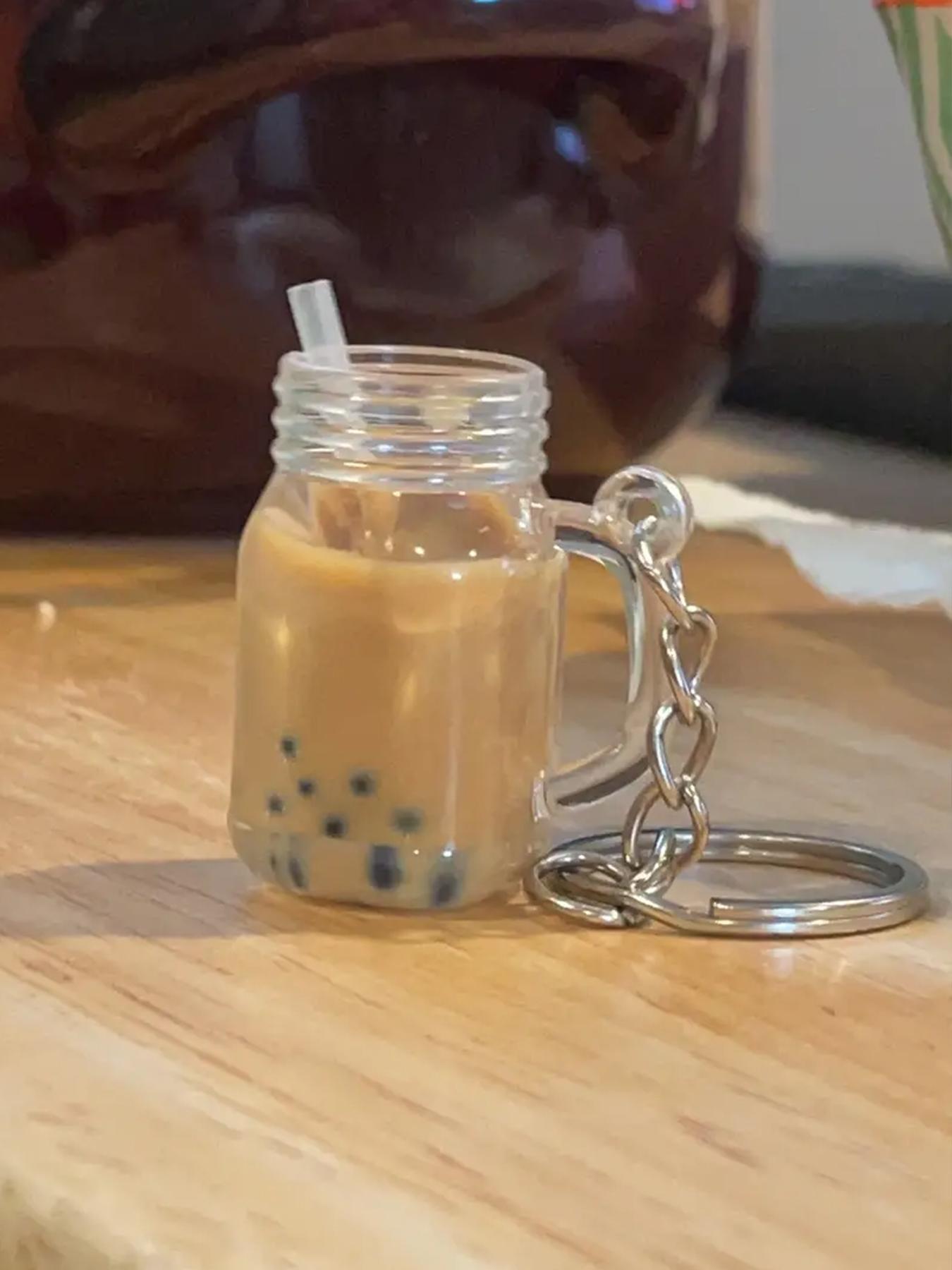 Cute Bubble Tea Bottle Shaped Keychain, Creative Keychain for Car, Key Ring Gift for Best Friend, Mini Bestie Bag Car Key Ring Pendant Ornament, Key Fob, Keychain for bags